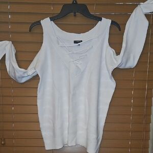 Express Off-the-Shoulder Sweater - White